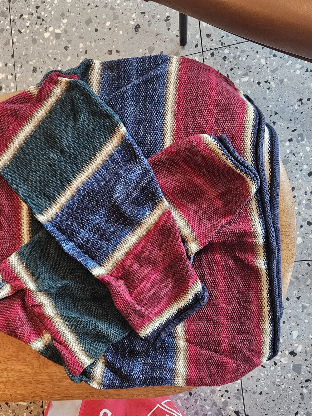 Chaps Men's Striped Crewneck Sweater in Burgundy, Navy & Teal